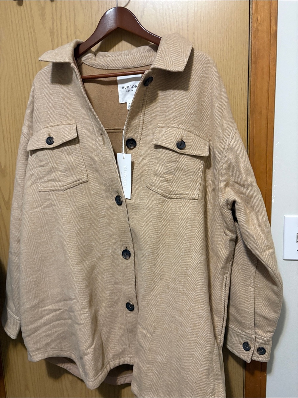 Hudson Jeans Beige Utility Overshirt Jacket